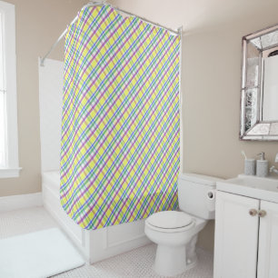 Easter Pastel Plaid Spring Pattern Shower Curtain