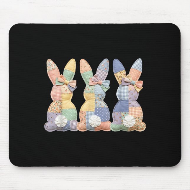 Easter Patchwork Bunny Cute Bunny Rabbit Coquette Mouse Pad (Front)