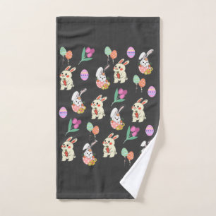 Easter Pattern Rabbit And Eggs Hand Towel