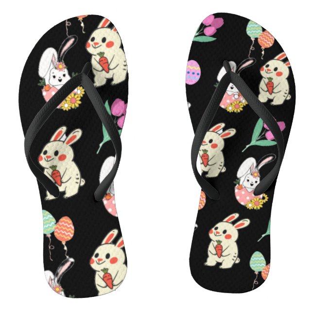 Easter Pattern Rabbit And Eggs   Jandals (Footbed)