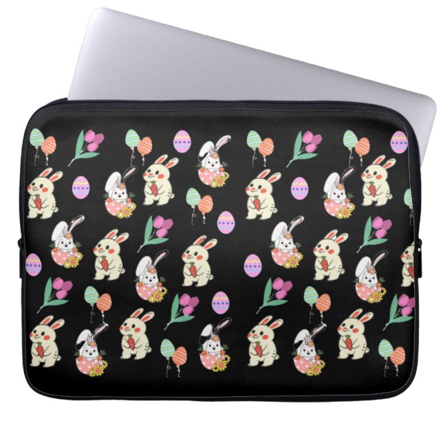 Easter Pattern Rabbit And Eggs   Laptop Sleeve (Front)