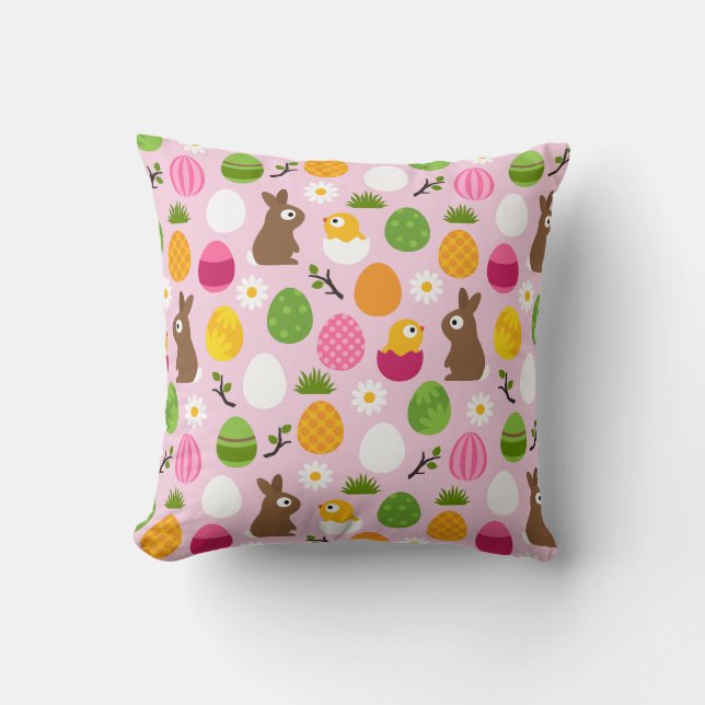 Easter Pattern Throw Pillow (Front)