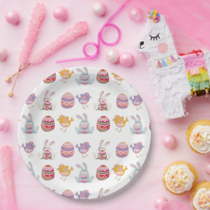 Easter Pattern White Paper Plates