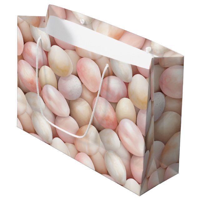 Easter Peach Pink Eggs   Large Gift Bag (Front Angled)