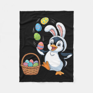 Easter Penguin Bunny Ears Eggs Sket Cute Men Women Fleece Blanket