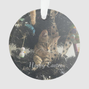 Easter Pet Photo Script Name Ornament