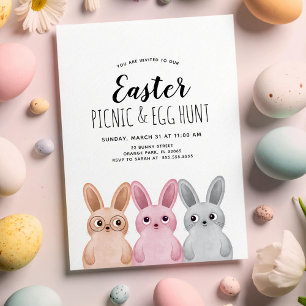 Easter Picnic and Egg Hunt with Bunnies Invitation