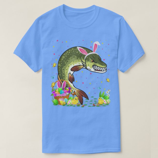 Easter Pike Fish Bunny Egg Hunting Pike Easter Sun T-Shirt (Design Front)