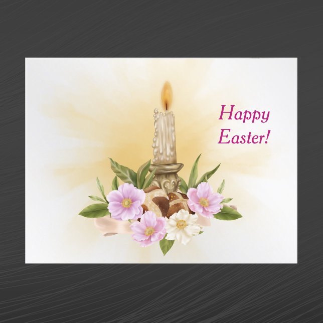 Easter Pink Floral Candle Holiday Postcard (Creator Uploaded)