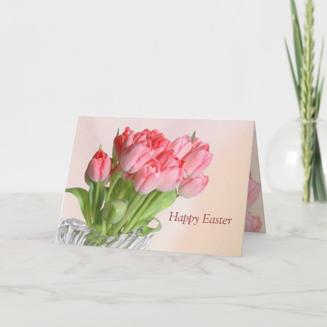 Easter pink Tulips Card (Front)