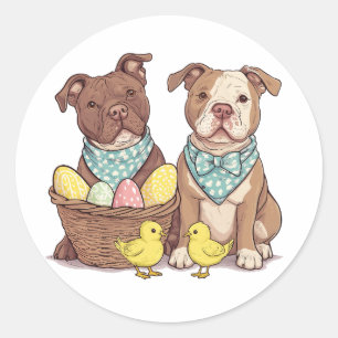 Easter Pit Bull Dogs Classic Round Sticker