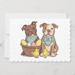 Easter Pit Bull Dogs Holiday Card
