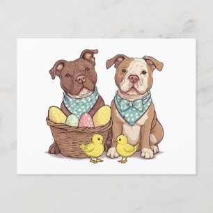 Easter Pit Bull Dogs Holiday Postcard