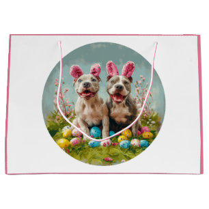 Easter Pit Bull Dogs Large Gift Bag