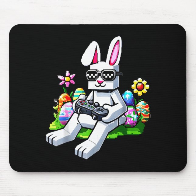Easter Pixel Gaming Bunny Egg Hunting Boys Kids Mouse Pad (Front)