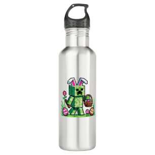 Easter Pixel Gaming Bunny Egg Hunting Boys Kids Yo 710 Ml Water Bottle