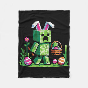 Easter Pixel Gaming Bunny Egg Hunting Boys Kids Yo Fleece Blanket