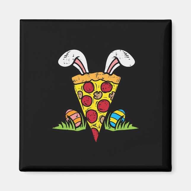 Easter Pizza Slice Bunny Ears Fun Snack Food Lover Magnet (Front)