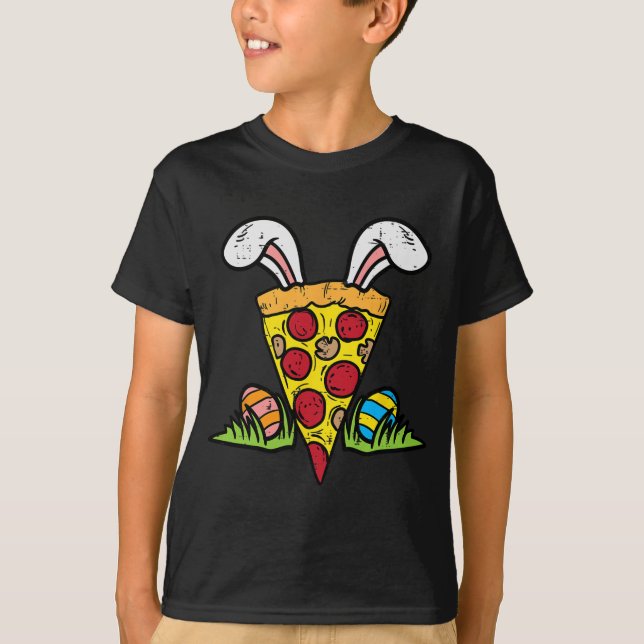 Easter Pizza Slice Bunny Ears Fun Snack Food Lover T-Shirt (Front)
