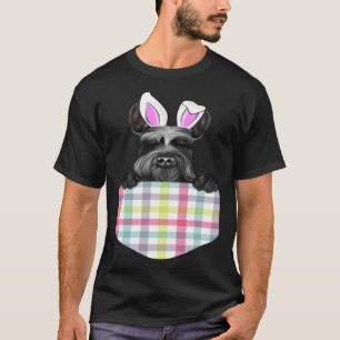 Easter Plaid Giant Schnauzer Bunny Dog In Pocket T-Shirt