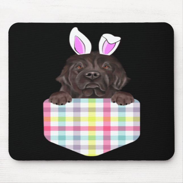 Easter Plaid Newfoundland Bunny Dog Design Mouse Pad (Front)