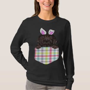 Easter Plaid Newfoundland Bunny Dog In Pocket T-Shirt