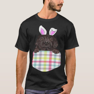 Easter Plaid Newfoundland Bunny Dog In Pocket T-Shirt