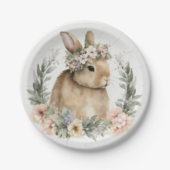 Easter Plates, Easter Dinner Plate, Bunny Paper Plate (Front)