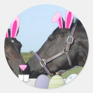 Easter Pony and Horse Classic Round Sticker