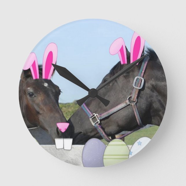 Easter Pony and Horse Round Clock (Front)