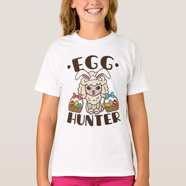 Easter Poodle Egg Hunter Dog T-Shirt (Front)