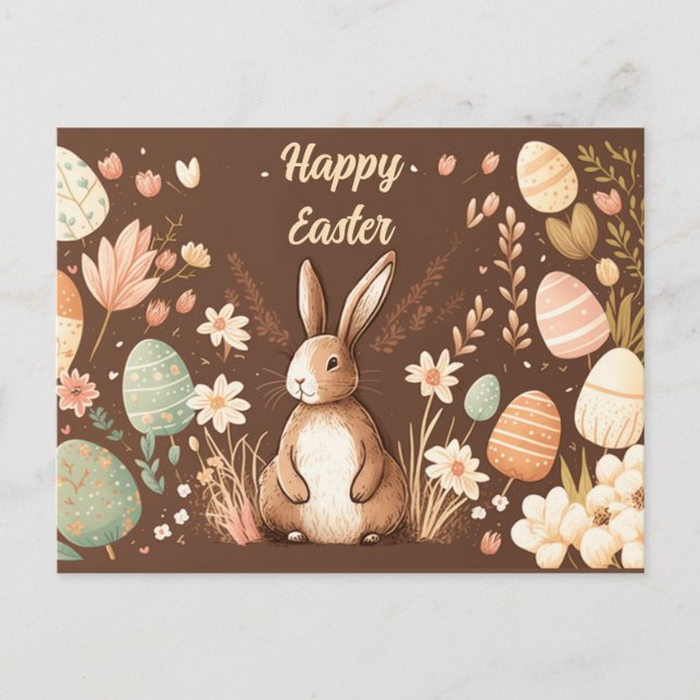 Easter postcard with bunny and chocolate colours (Front)