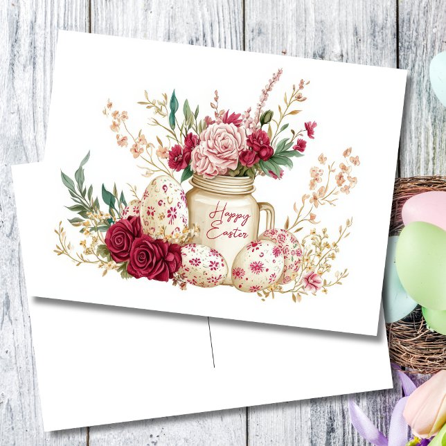 Easter Postcard with Easter Eggs and Flowers (Creator Uploaded)