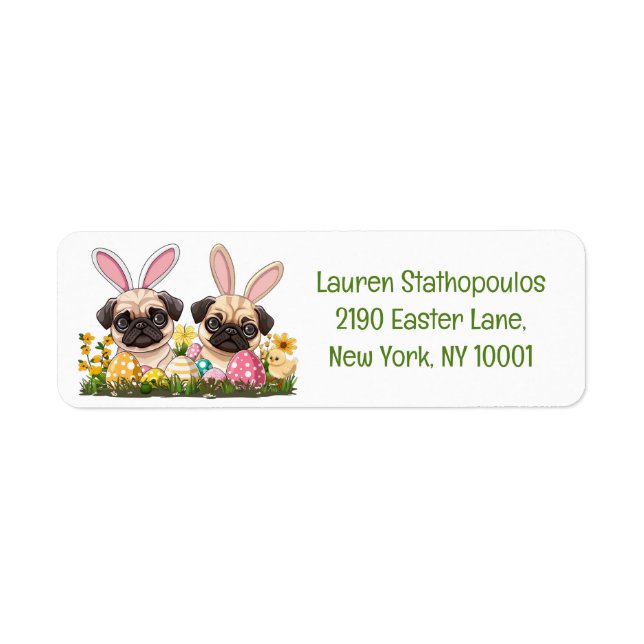 Easter Pug Dogs Bunny Ears (Front)
