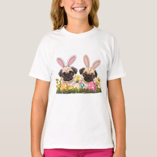 Easter Pug Dogs Bunny Ears T-Shirt