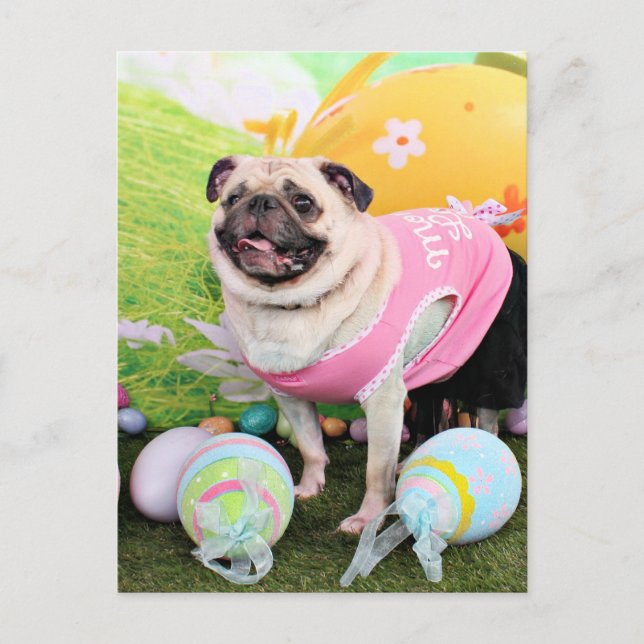Easter - Pug -Hannah Holiday Postcard (Front)