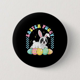 Easter puggy cute dog french pug easter day men 6 cm round badge