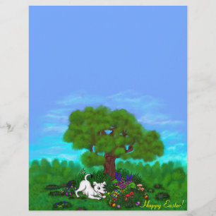 Easter - Puppy Capo and Butterfly Custom Letterhead