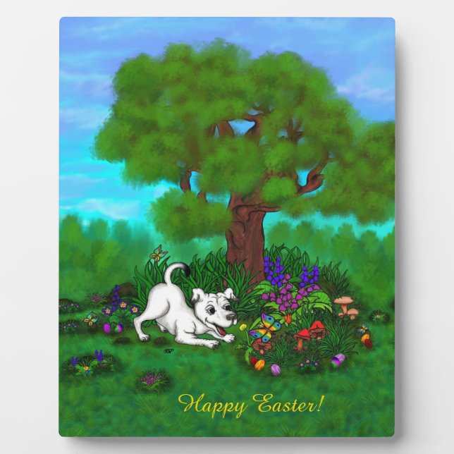 Easter - Puppy Capo and Butterfly Plaque (Front)