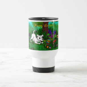 Easter - Puppy Capo and Butterfly Travel Mug