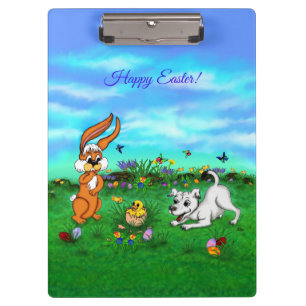 Easter - Puppy Capo Rabbit and Chick Clipboard