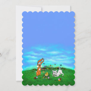 Easter - Puppy Capo Rabbit and Chick Holiday Card