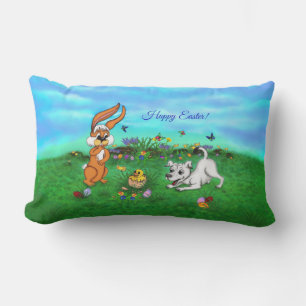 Easter - Puppy Capo Rabbit and Chick Lumbar Cushion