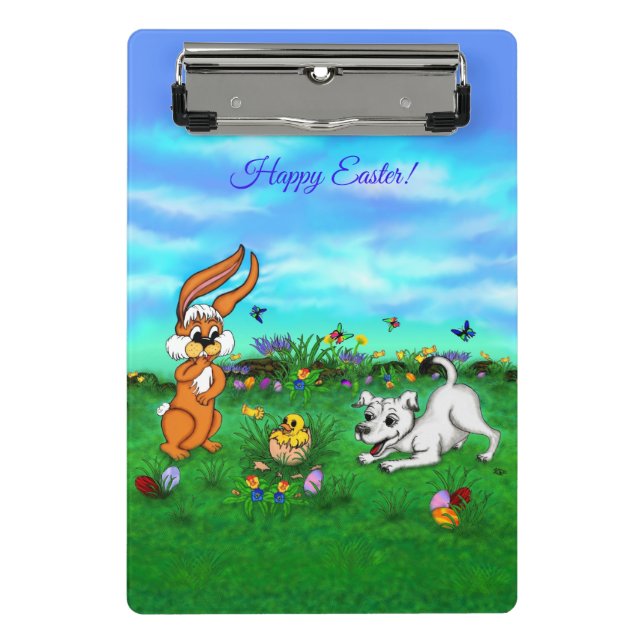 Easter - Puppy Capo Rabbit and Chick Mini Clipboard (Front)
