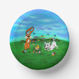 Easter - Puppy Capo Rabbit and Chick Paper Plate