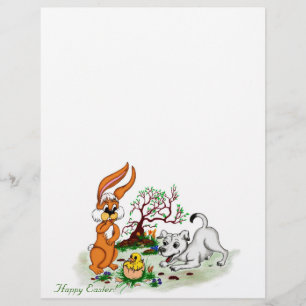 Easter - Puppy Capo with Rabbit and Chick Custom Letterhead
