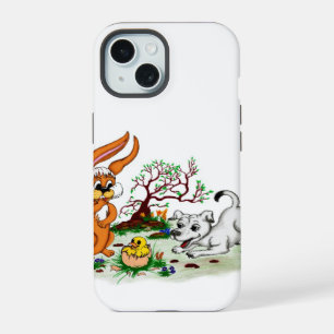 Easter - Puppy Capo with Rabbit and Chick iPhone 15 Case