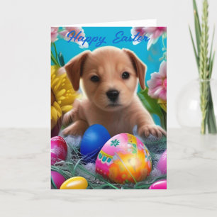 Easter Puppy Flowers and Eggs Holiday Announcement