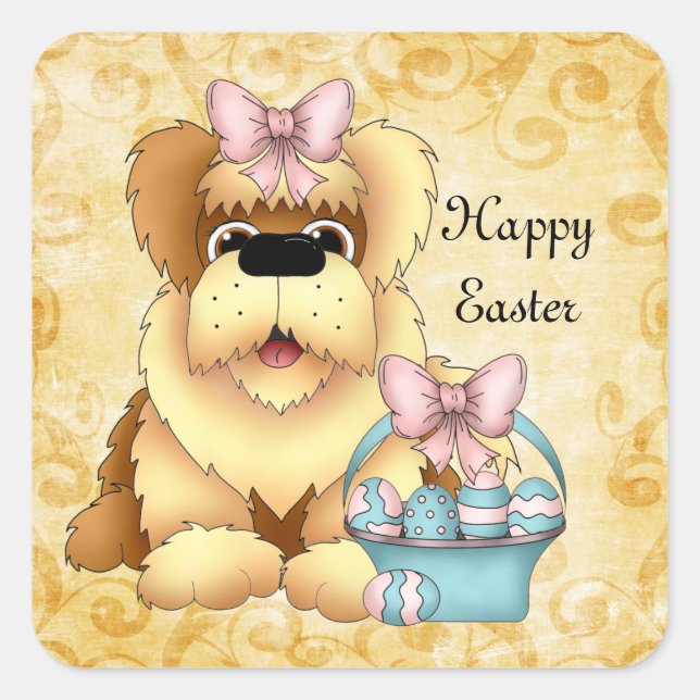 Easter Puppy Holiday cartoon sticker (Front)