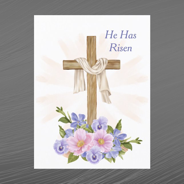 Easter Purple Cross Christian Floral Holiday Postcard (Creator Uploaded)